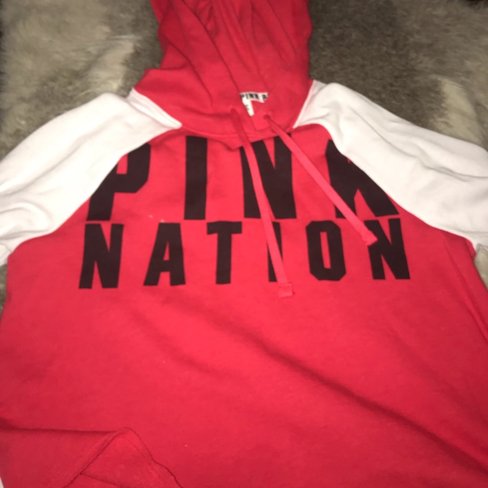 Red Pink Crop Hoodie